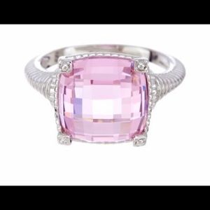 Judith Ripka sterling silver pink cushion ring
